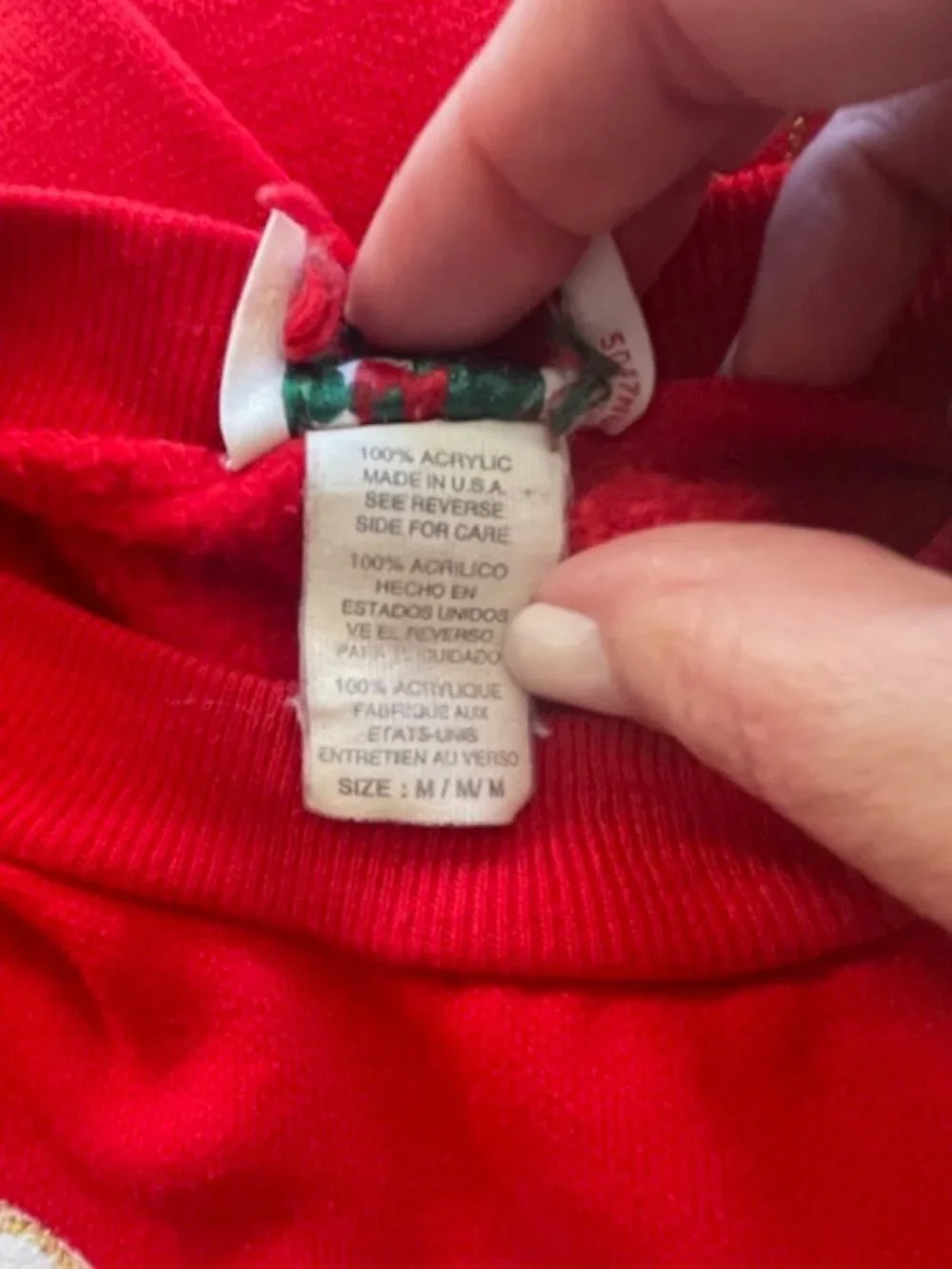 Vintage 80's Christmas Sweatshirt Teddy Bears Retro Kidcore Puff Paint M/L